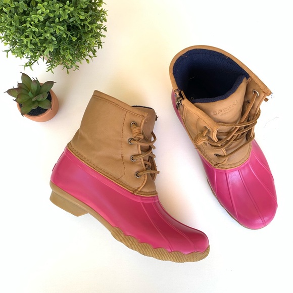 hot pink sperry duck boots